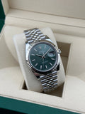 Rolex Datejust 41mm Green Dial Fluted Bezel Jubilee Watch 126334