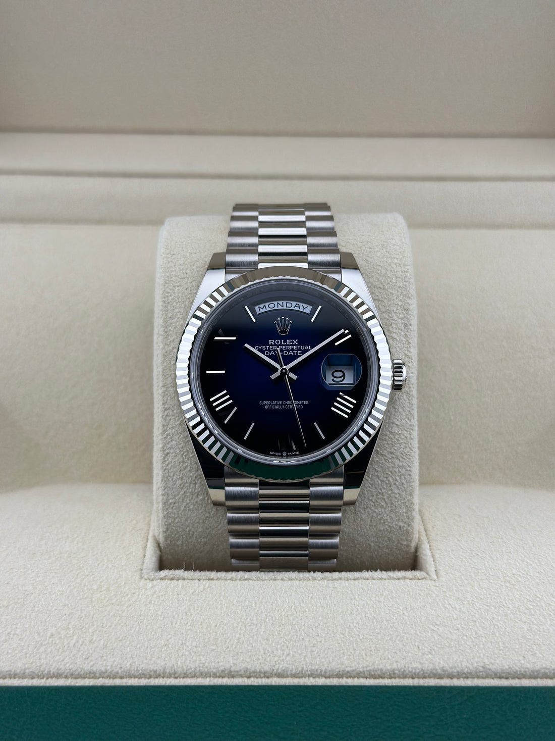 Rolex Day-Date 40 Blue Dial 228239 White Gold President Watch