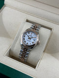 Rolex Two-Tone Rose Gold Datejust 28mm White Roman Fluted Jubilee 279171