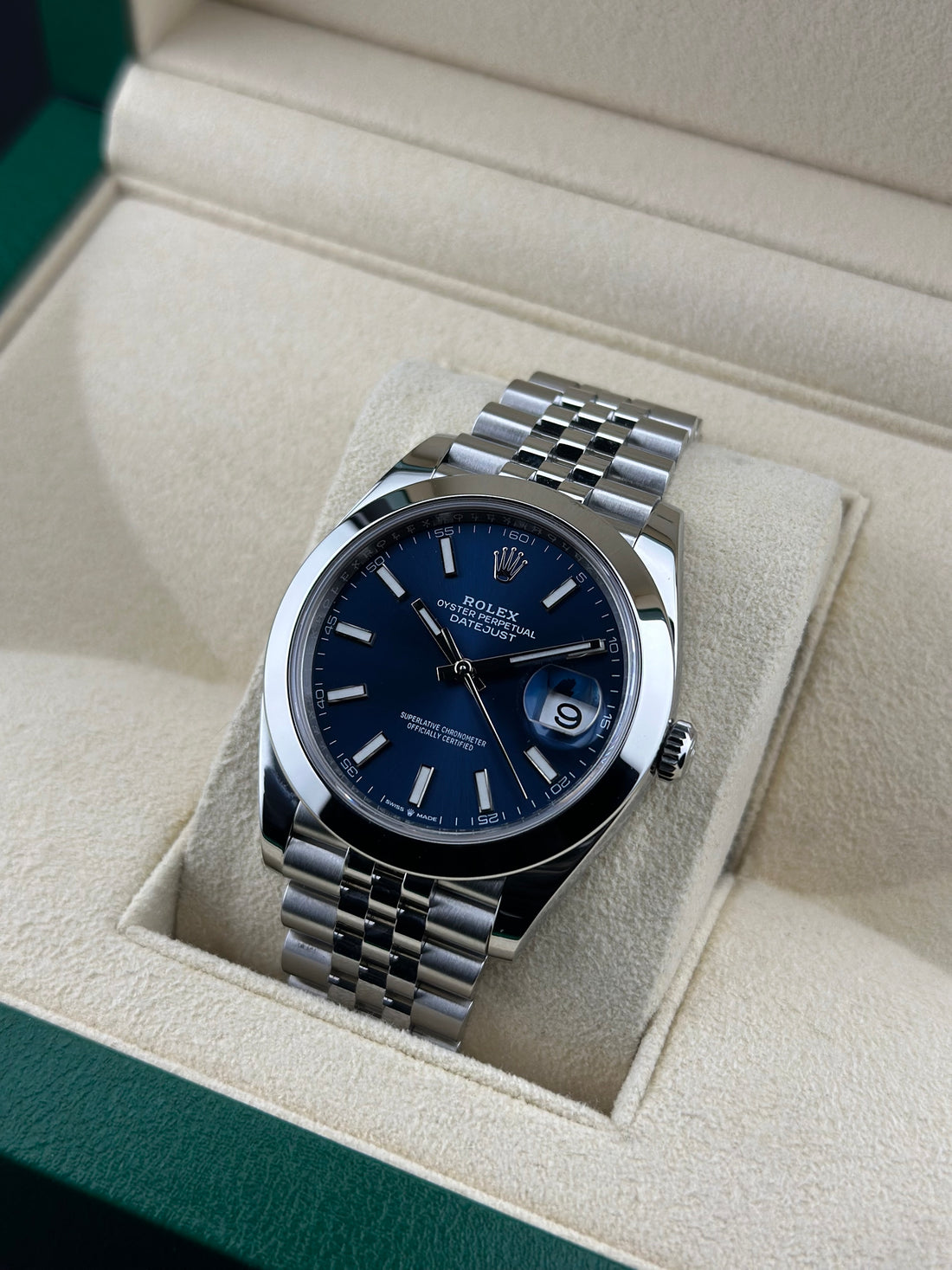 Rolex Steel Datejust 41mm Blue Smooth Jubilee 126300