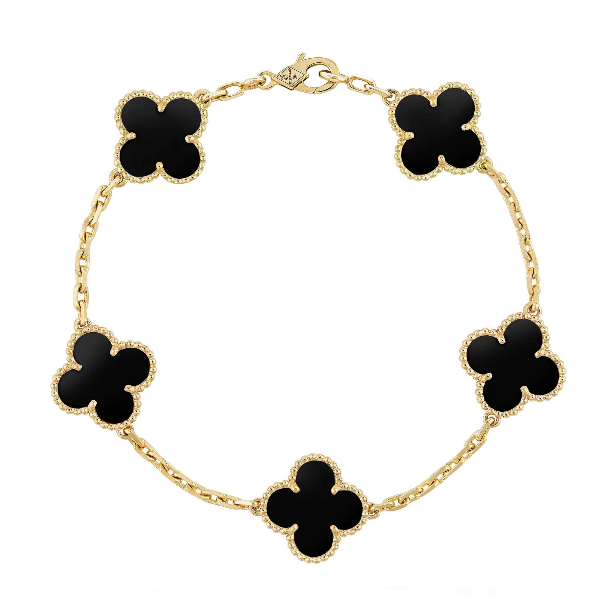 Van Cleef & Arpels Vintage Alhambra Bracelet 5 Motifs - 18K Yellow Gold Onyx