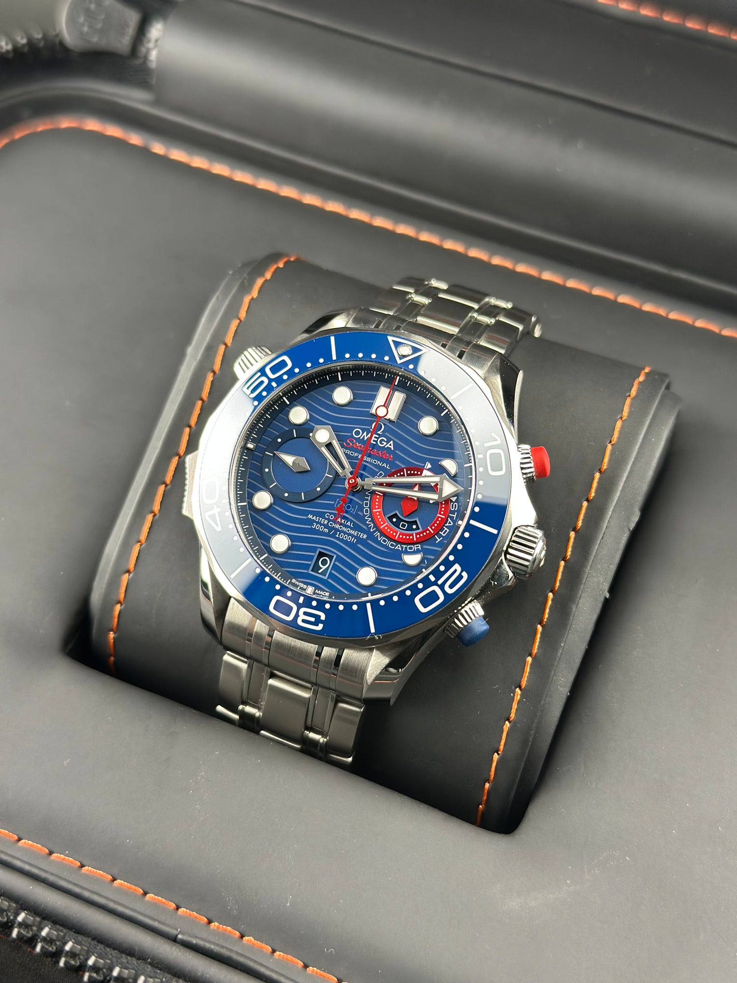 Omega Stainless Steel Seamaster Chrono 44mm Blue Ceramic Stainless Steel 210.30.44.51.03.002