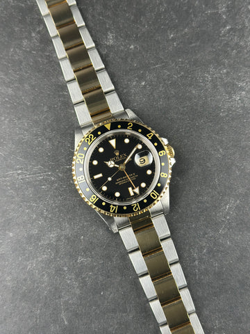 Rolex Two-Tone Yellow Gold GMT-Master II 40mm Black Yellow Gold Jubilee 16713