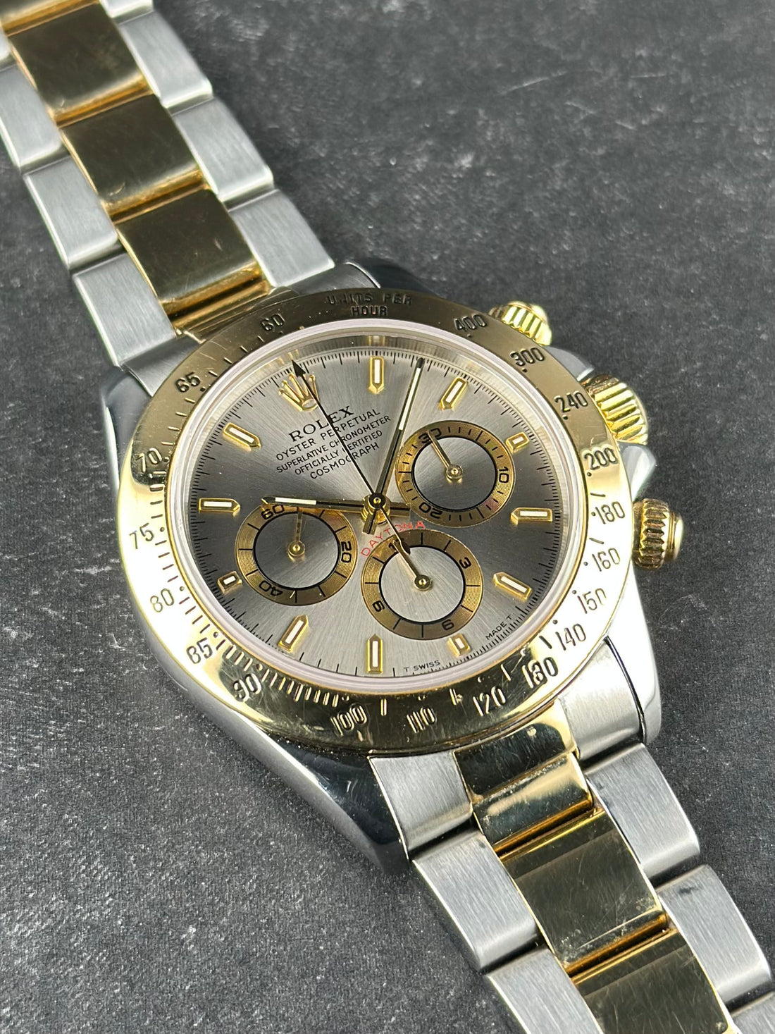 Rolex Two-Tone Yellow Gold Daytona 40mm Slate Yellow Gold Oyster 16523