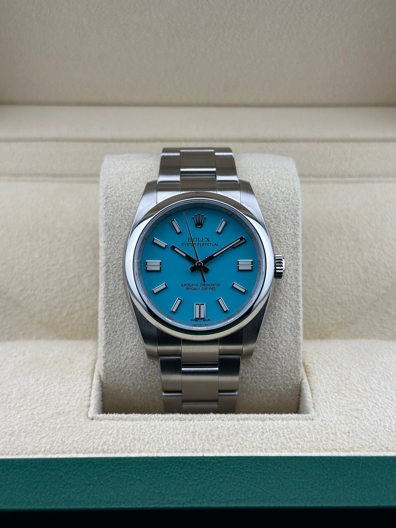 Rolex Steel Oyster Perpetual 36mm Custom Tiffany Blue Smooth Oyster 116000