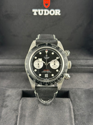 Tudor Stainless Steel Black Bay Chrono 41mm Black Steel Fabric 79360N