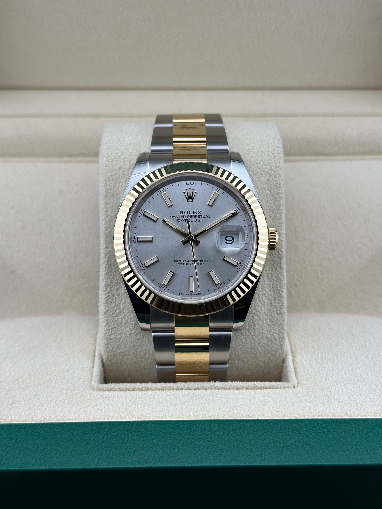 Rolex Two-Tone Yellow Gold Datejust 41mm Silver Fluted Oyster 126333
