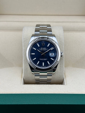 Rolex Stainless Steel Datejust 41mm Blue Fluted Oyster 126334