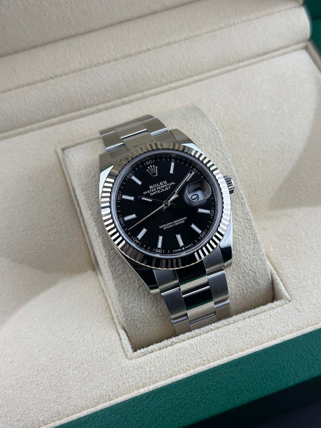 Rolex Stainless Steel Datejust 41mm Black Fluted Oyster 126334