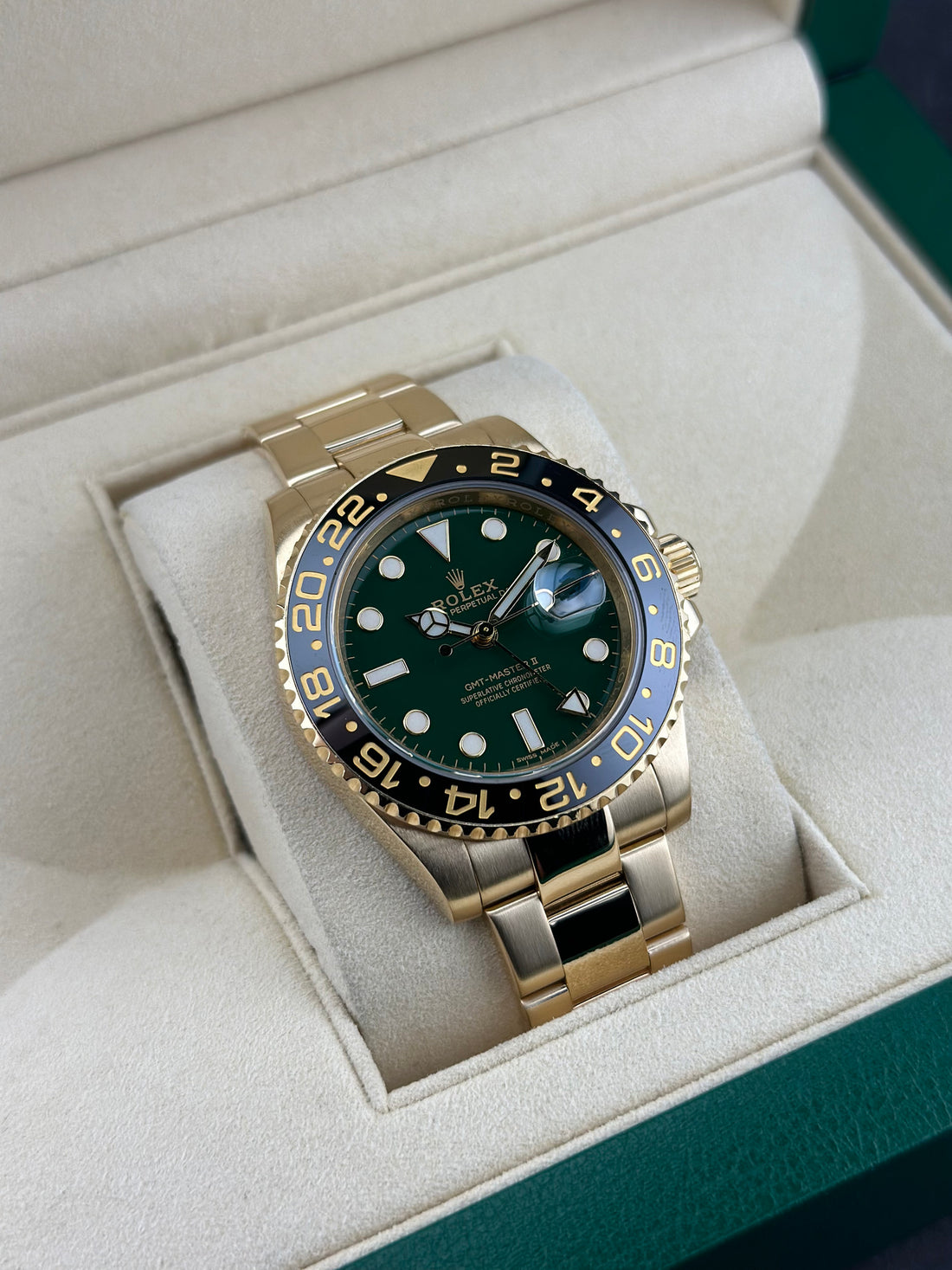 Rolex Yellow Gold GMT-Master II 40mm Green Ceramic Oyster 116718