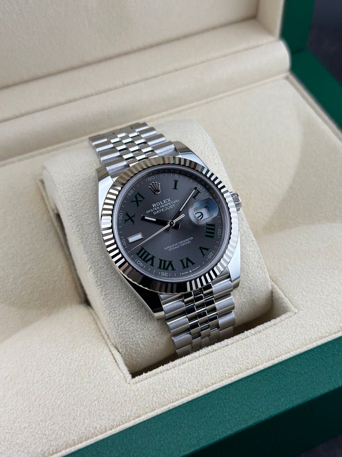 Rolex Steel Datejust 41mm Wimbledon Fluted Jubilee 126334