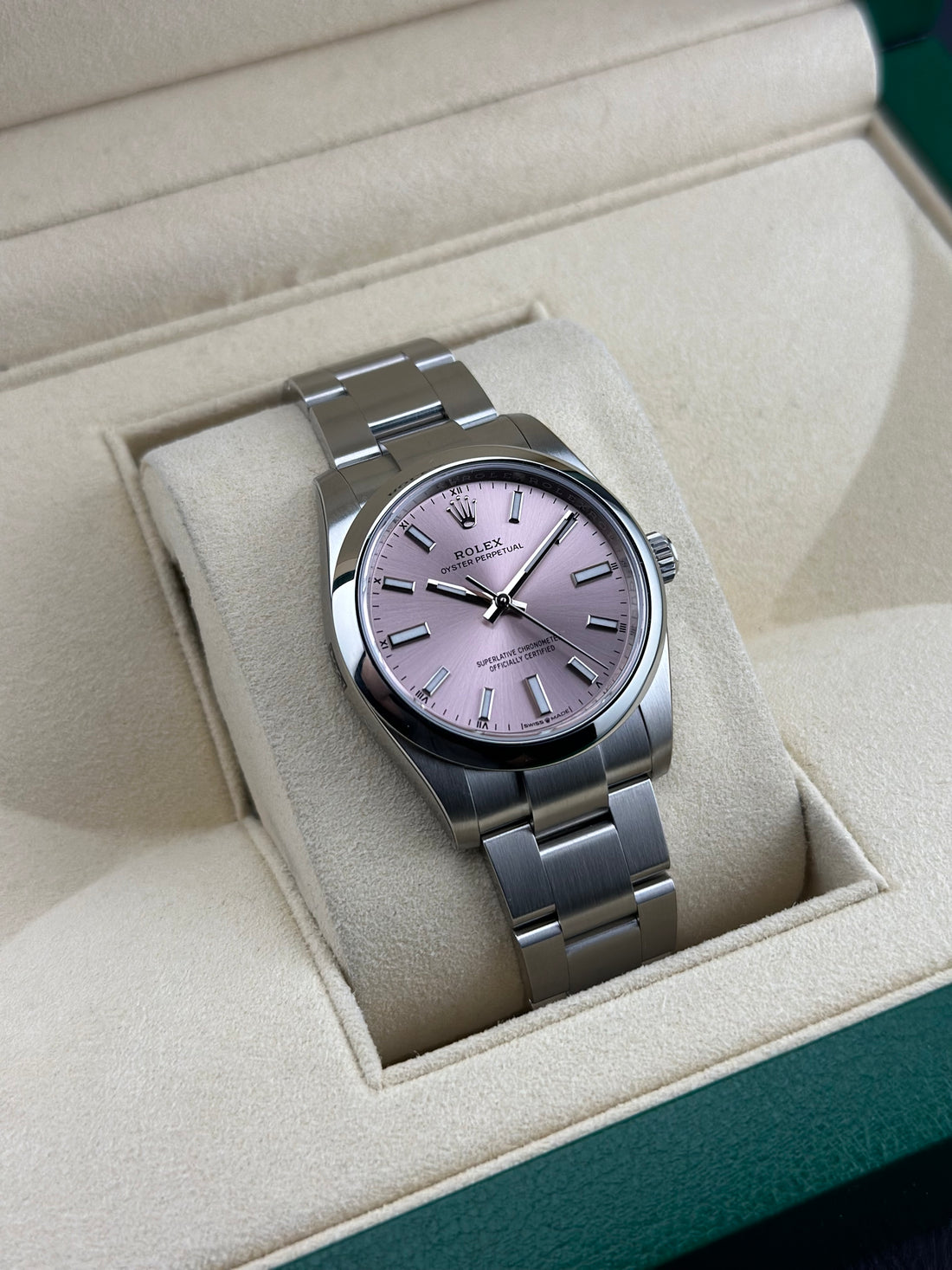 Rolex Steel Oyster Perpetual 34mm Pink Smooth Oyster 124200