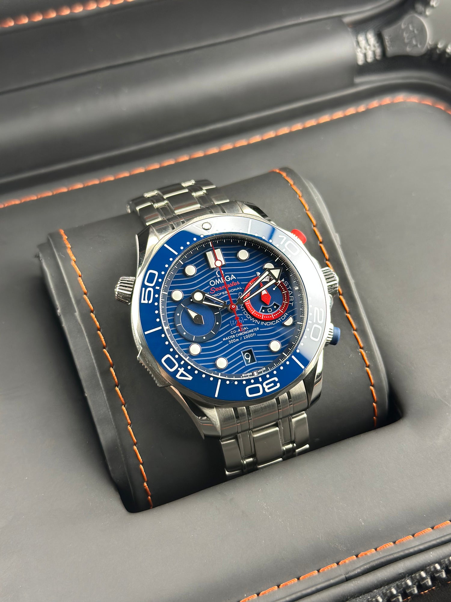 Omega Stainless Steel Seamaster Chrono 44mm Blue Ceramic Stainless Steel 210.30.44.51.03.002