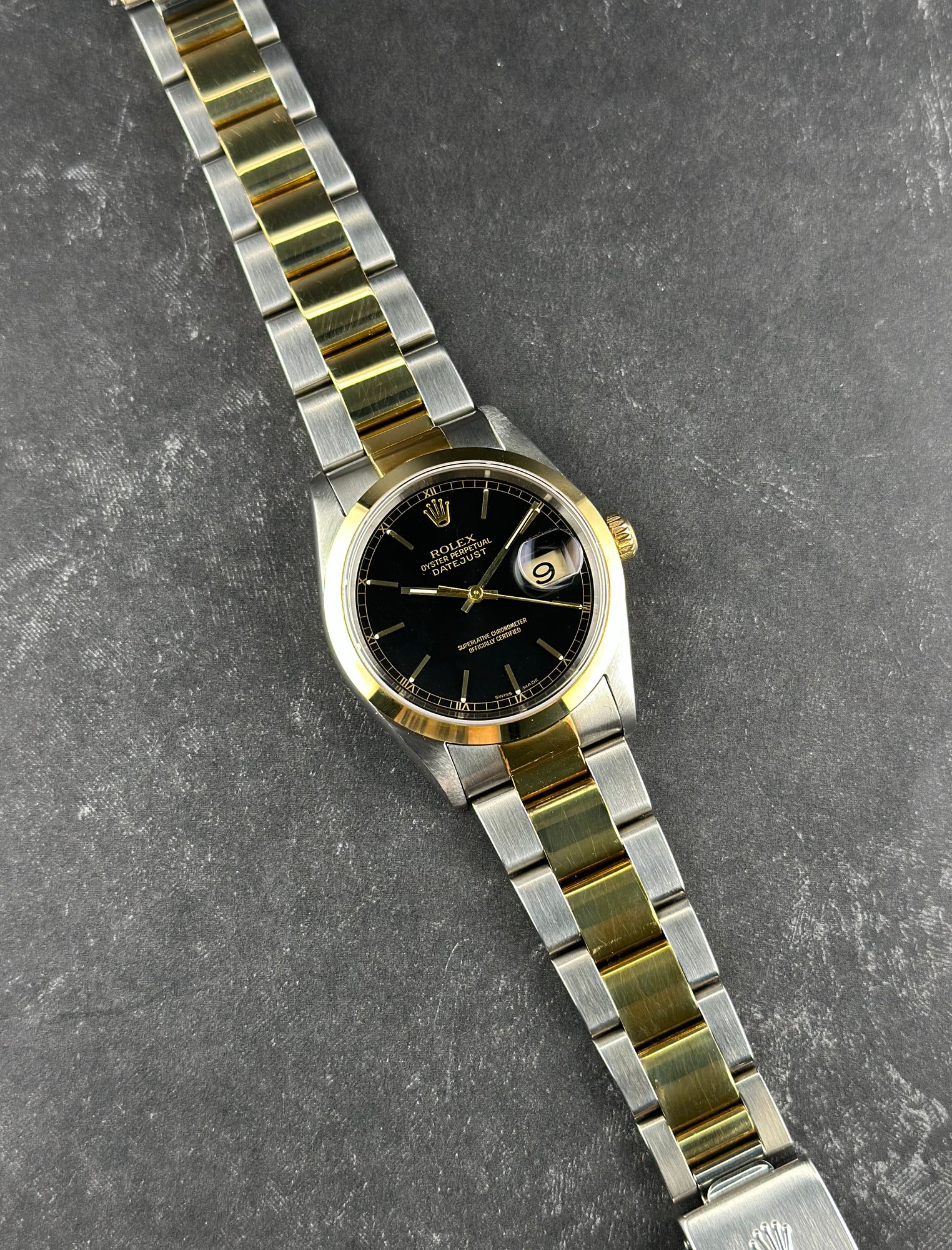 Rolex Stainless Steel Datejust 36mm Black Smooth  16203