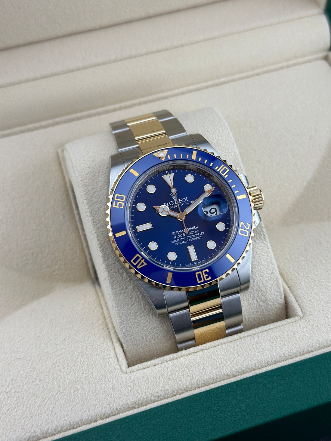 Rolex Stainless Steel Submariner Date 41mm Blue Ceramic Two Tone Yellow Gold Oyster 126613LB Bluesy