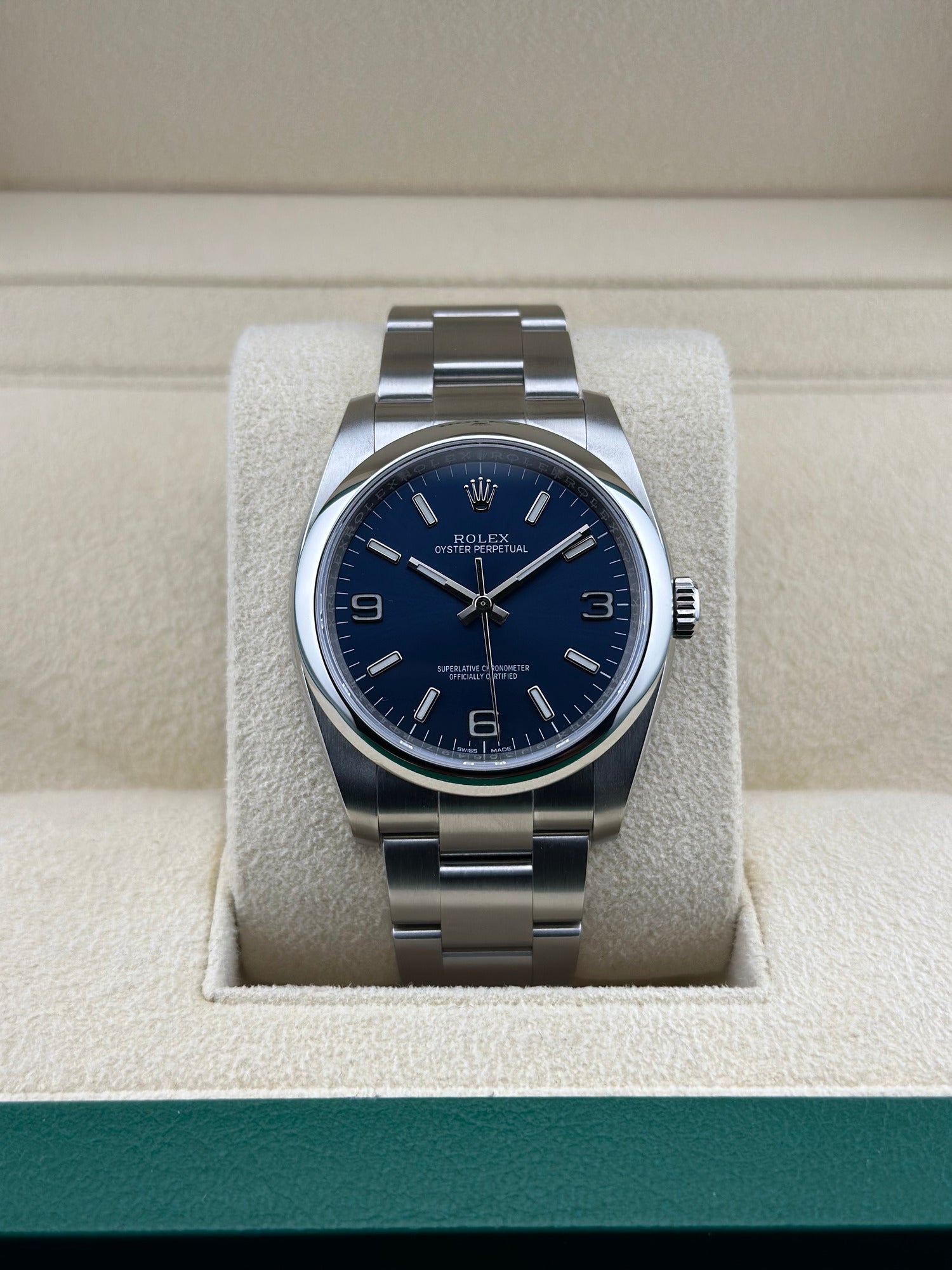 Rolex Steel Oyster Perpetual 36mm Blue Smooth Oyster 116000