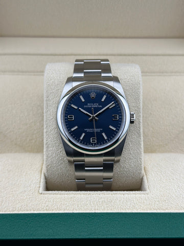 Rolex Steel Oyster Perpetual 36mm Blue Smooth Oyster 116000