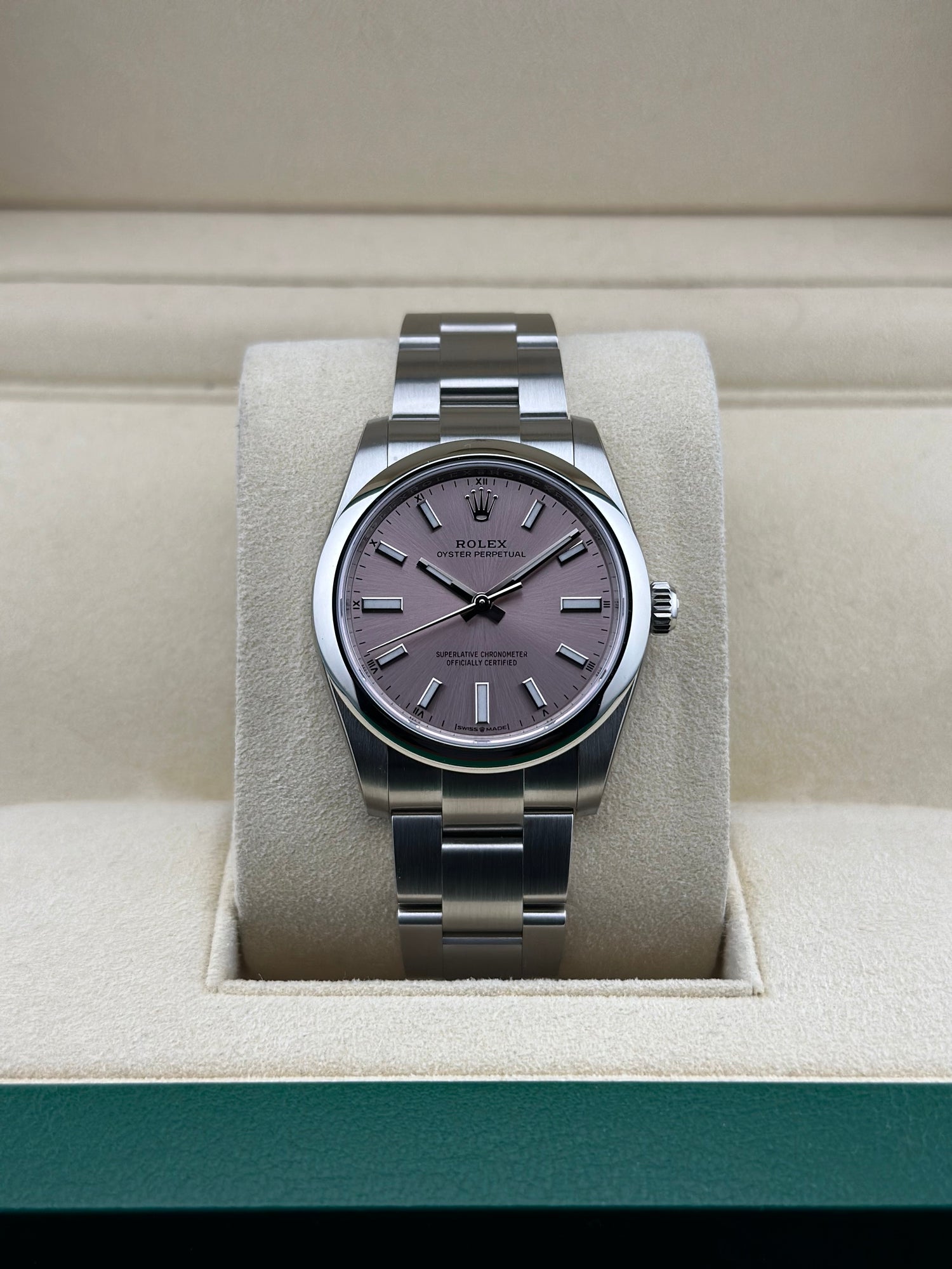 Rolex Steel Oyster Perpetual 34mm Pink Smooth Oyster 124200