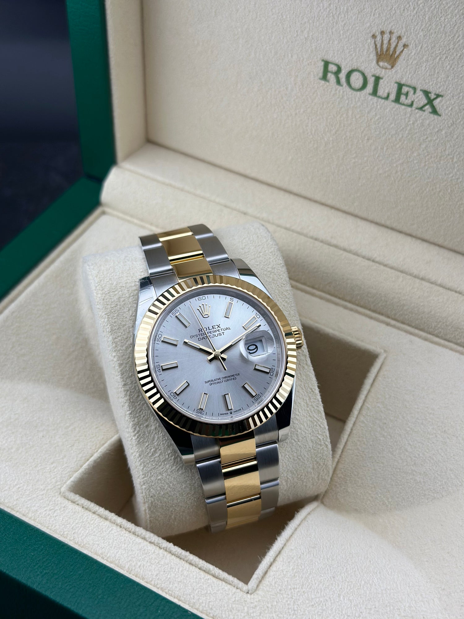 Rolex Two-Tone Yellow Gold Datejust 41mm Silver Fluted Oyster 126333