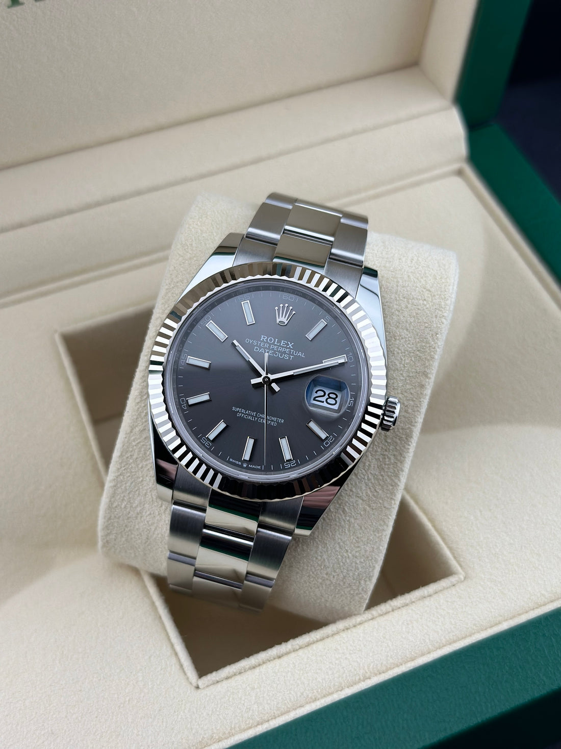 Rolex Steel Datejust 41mm Rhodium Fluted Oyster 126334