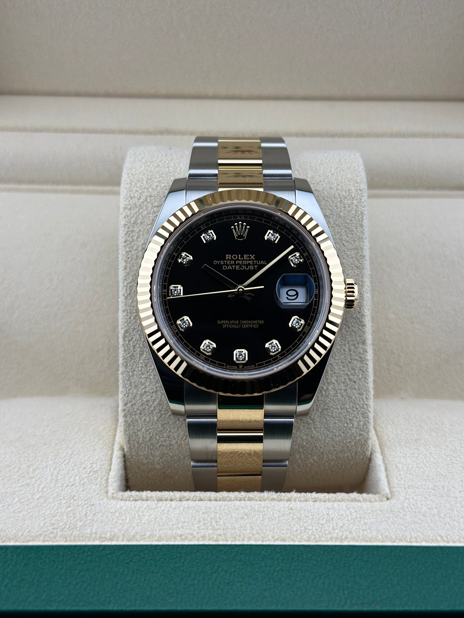 Rolex Two-Tone Yellow Gold Datejust 41mm Black Fluted Jubilee 126333