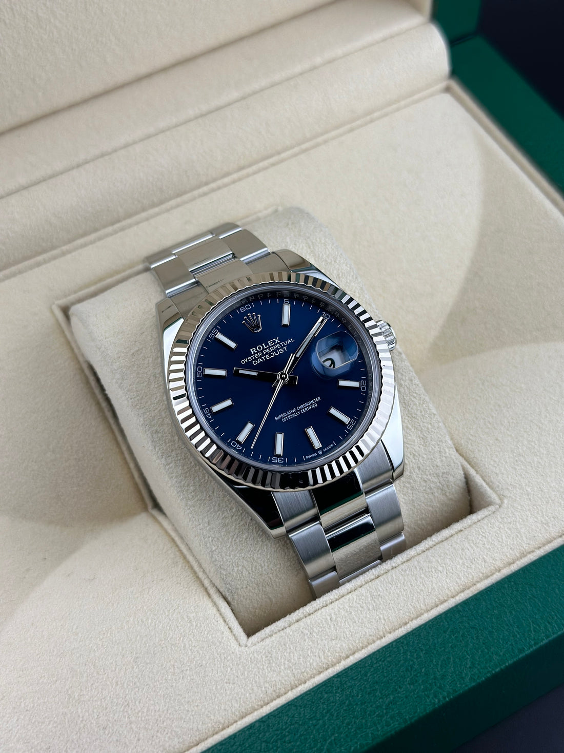 Rolex Stainless Steel Datejust 41mm Blue Fluted Oyster 126334