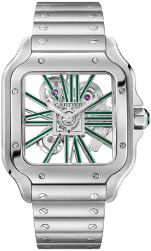 Cartier Santos De Cartier Skeleton Large Manual Steel Interchangeable Metal And Leather Bracelets - WHSA0028