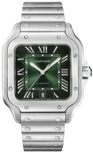 Cartier Santos De Cartier Large Automatic Steel Interchangeable Steel And Leather Bracelets - WSSA0062