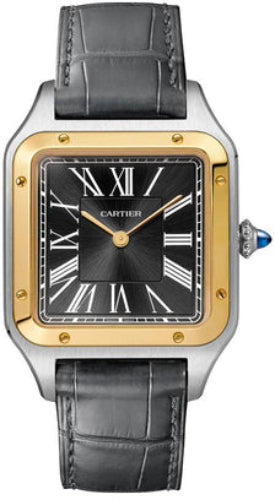 Cartier Santos Dumont Large Yellow Gold And Steel Leather - W2SA0015