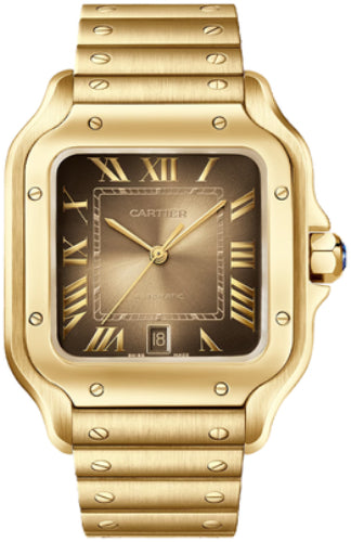 Cartier Santos De Cartier Watch Automatic Movement Yellow Gold Interchangeable Metal And Leather Bracelets - WGSA0095