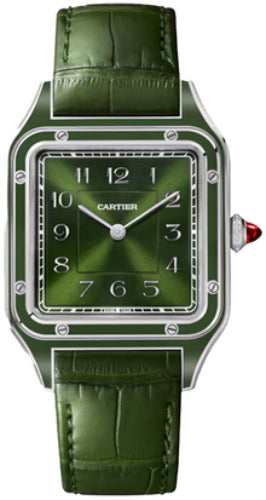 Cartier Santos-Dumont watch Large hand-wound movement platinum leather - WGSA0096