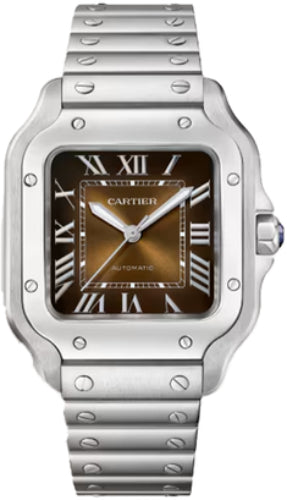 Cartier Santos De Cartier Watch Medium Model Automatic Movement Steel Interchangeable Metal And Leather Straps - WSSA0065