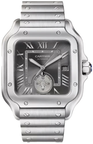 Cartier Santos de Cartier Dual Time - Gray Sunray-Brushed Dial-  WSSA0076