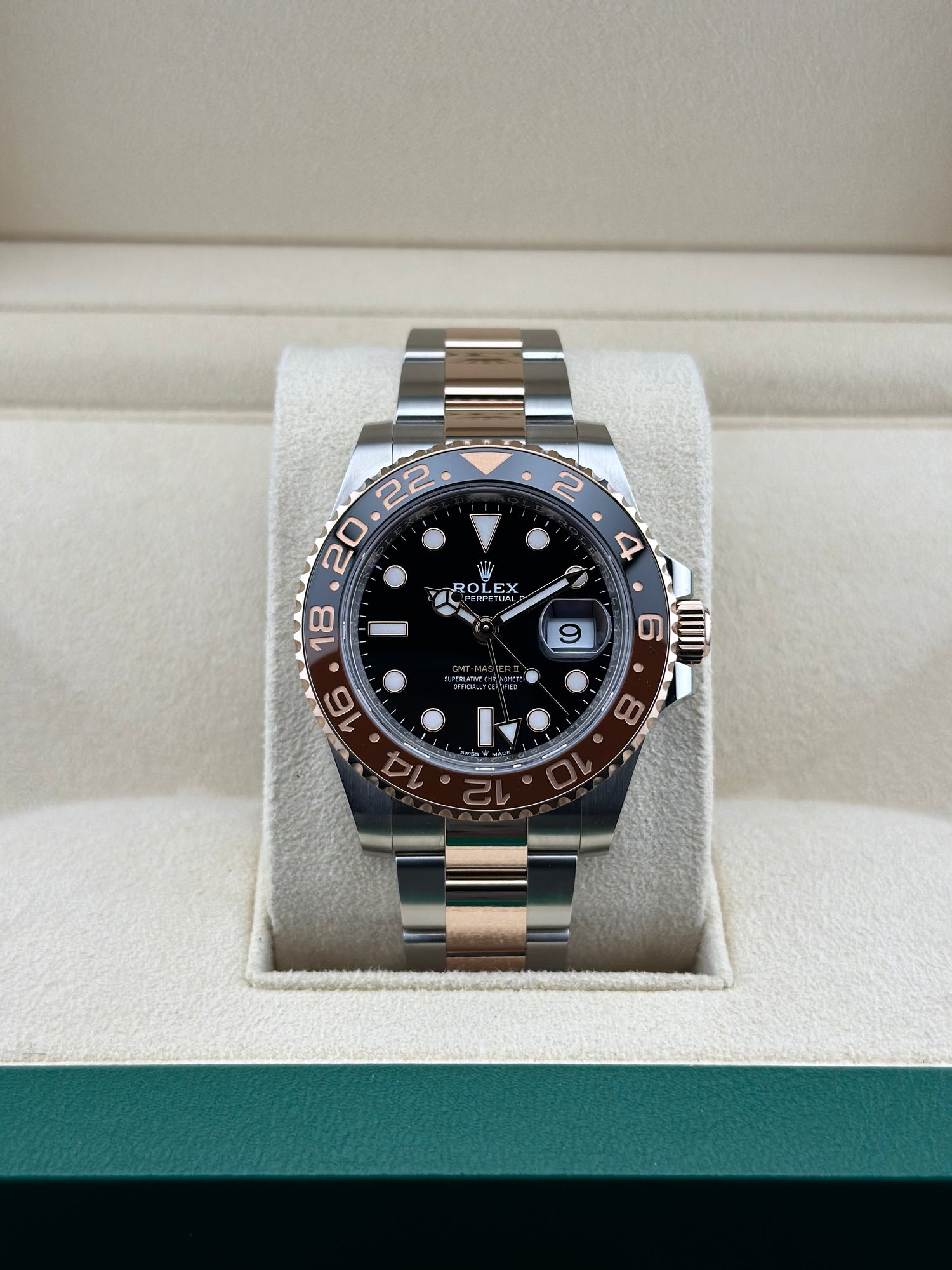 Rolex Two-Tone Rose Gold GMT-Master II 40mm Black Ceramic Oyster 126711CHRN Rootbeer