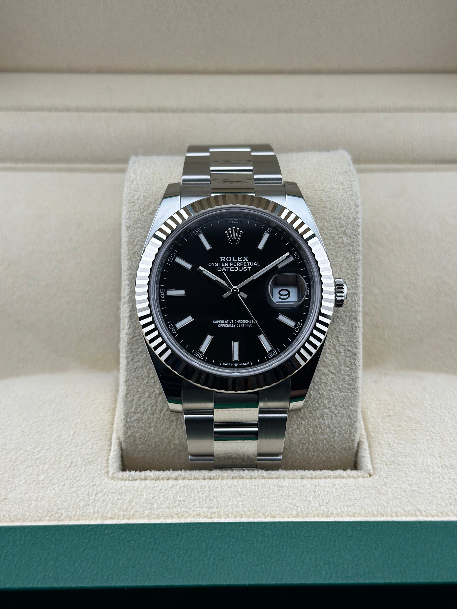 Rolex Stainless Steel Datejust 41mm Black Fluted Oyster 126334