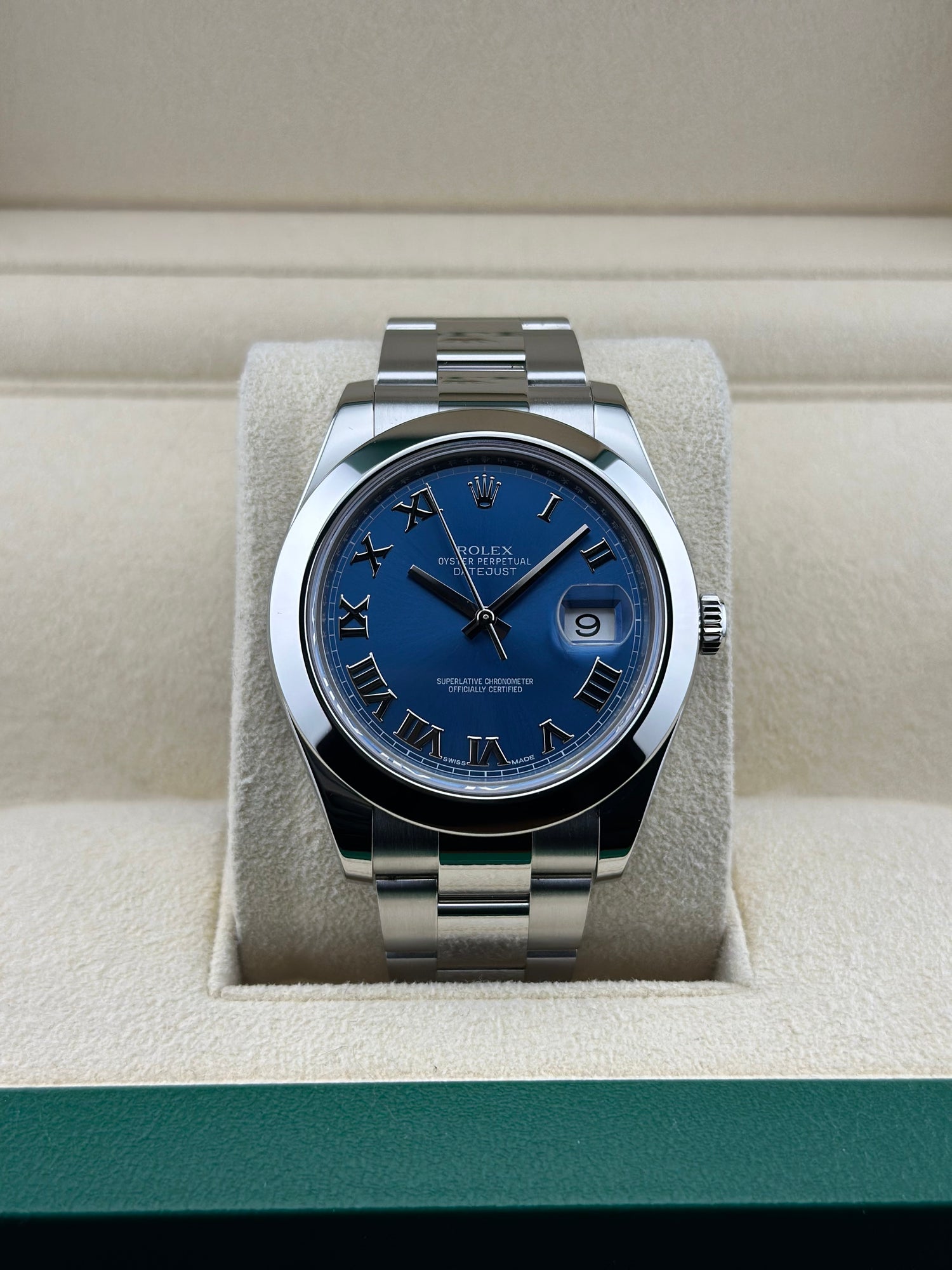 Rolex Stainless Steel Datejust 41mm Azzuro Blue Smooth  126300