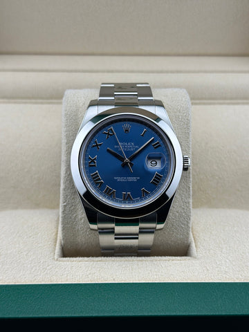 Rolex Stainless Steel Datejust 41mm Azzuro Blue Smooth  126300