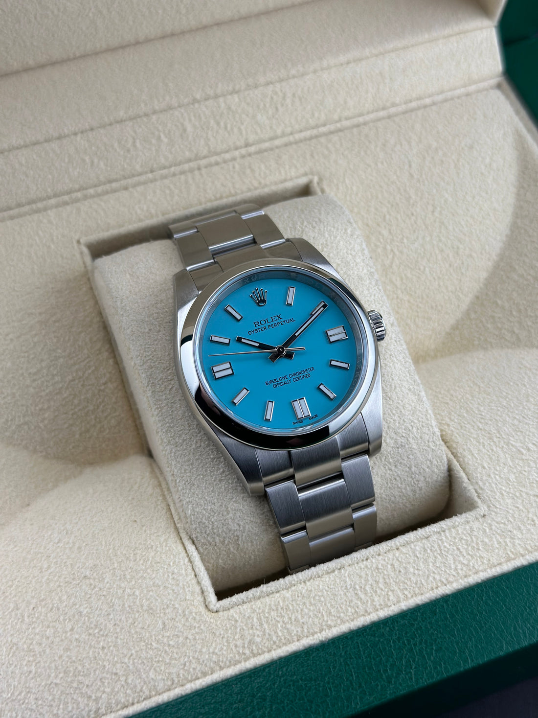 Rolex Steel Oyster Perpetual 36mm Custom Tiffany Blue Smooth Oyster 116000