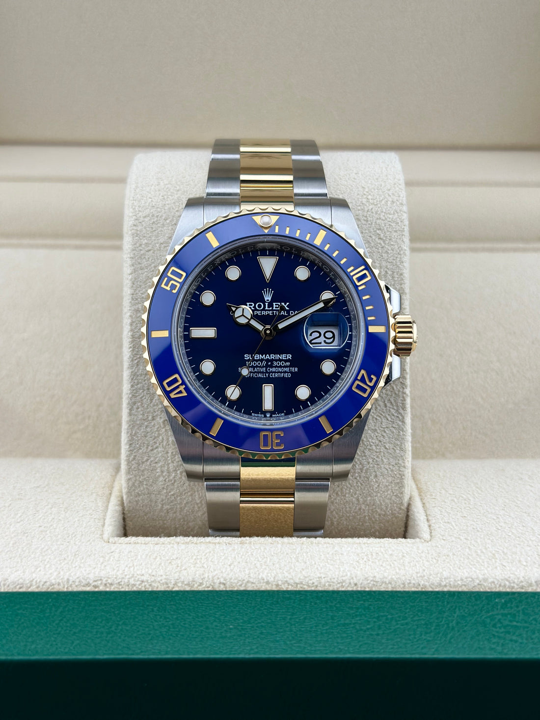 Rolex Stainless Steel Submariner Date 41mm Blue Ceramic Two Tone Yellow Gold Oyster 126613LB Bluesey