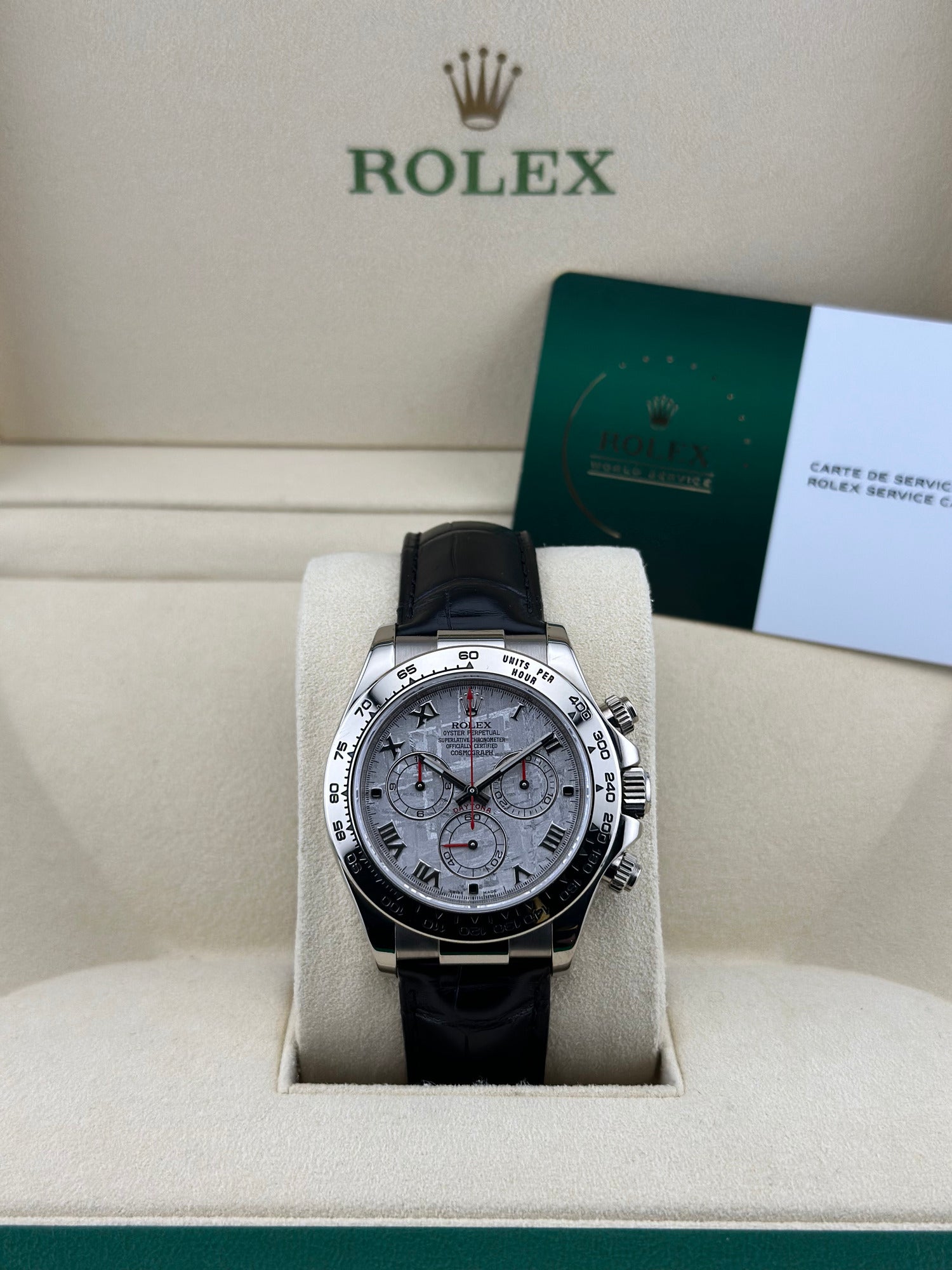 Rolex White Gold Daytona 40mm Meteorite White Gold Leather 116519