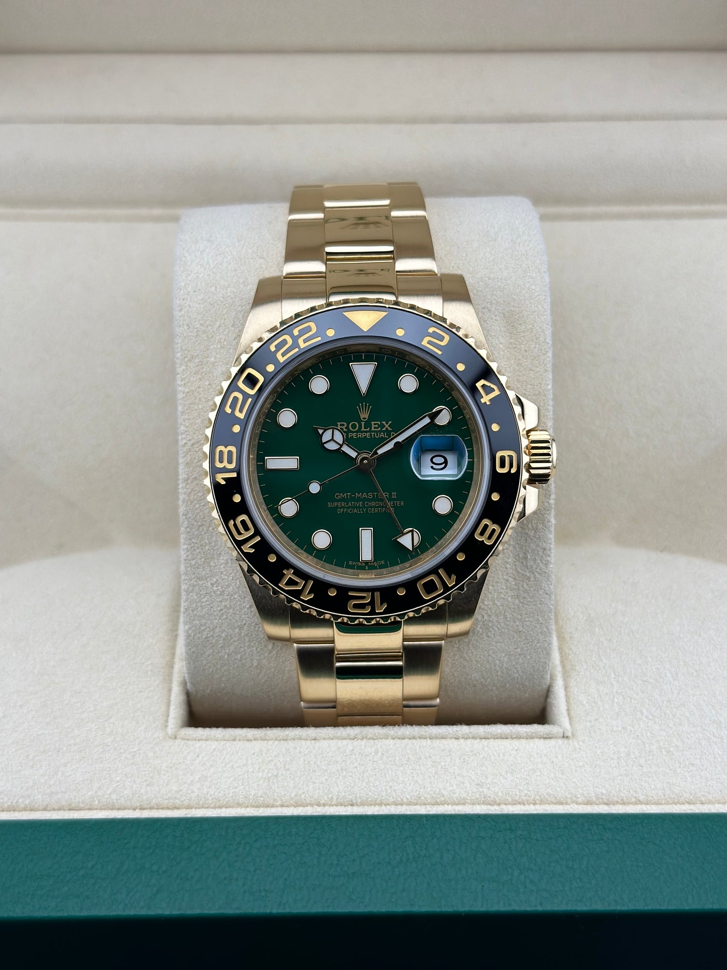 Rolex Yellow Gold GMT-Master II 40mm Green Ceramic Oyster 116718LN