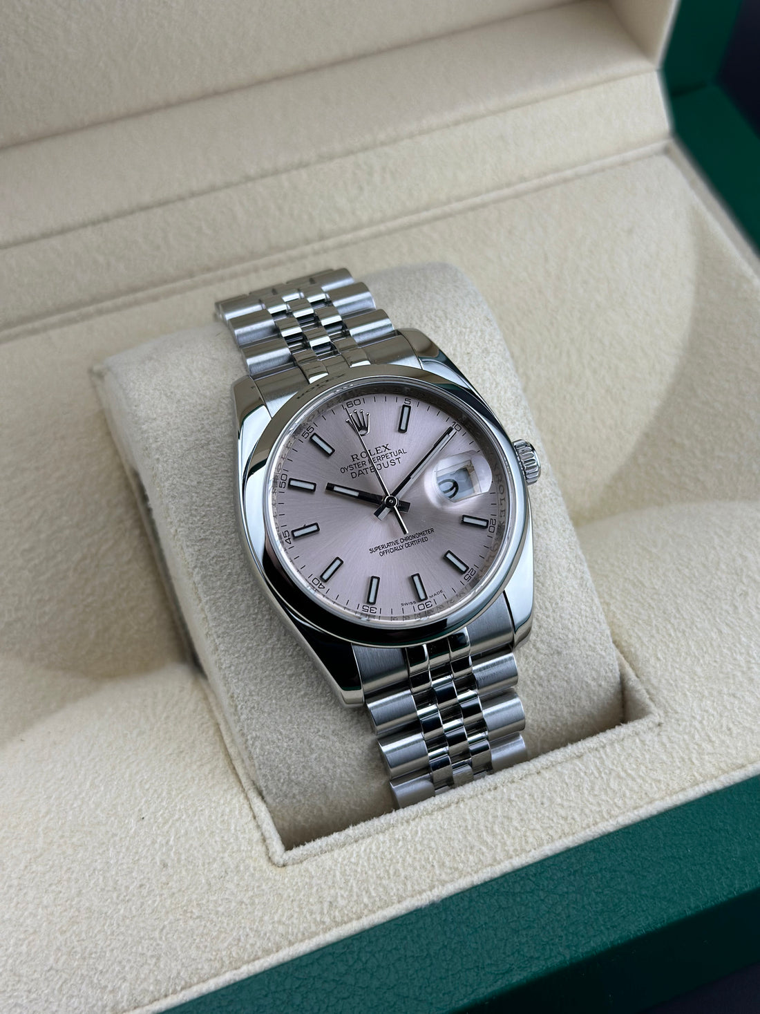 Rolex Steel Datejust 36mm Pink Smooth Oyster 116200