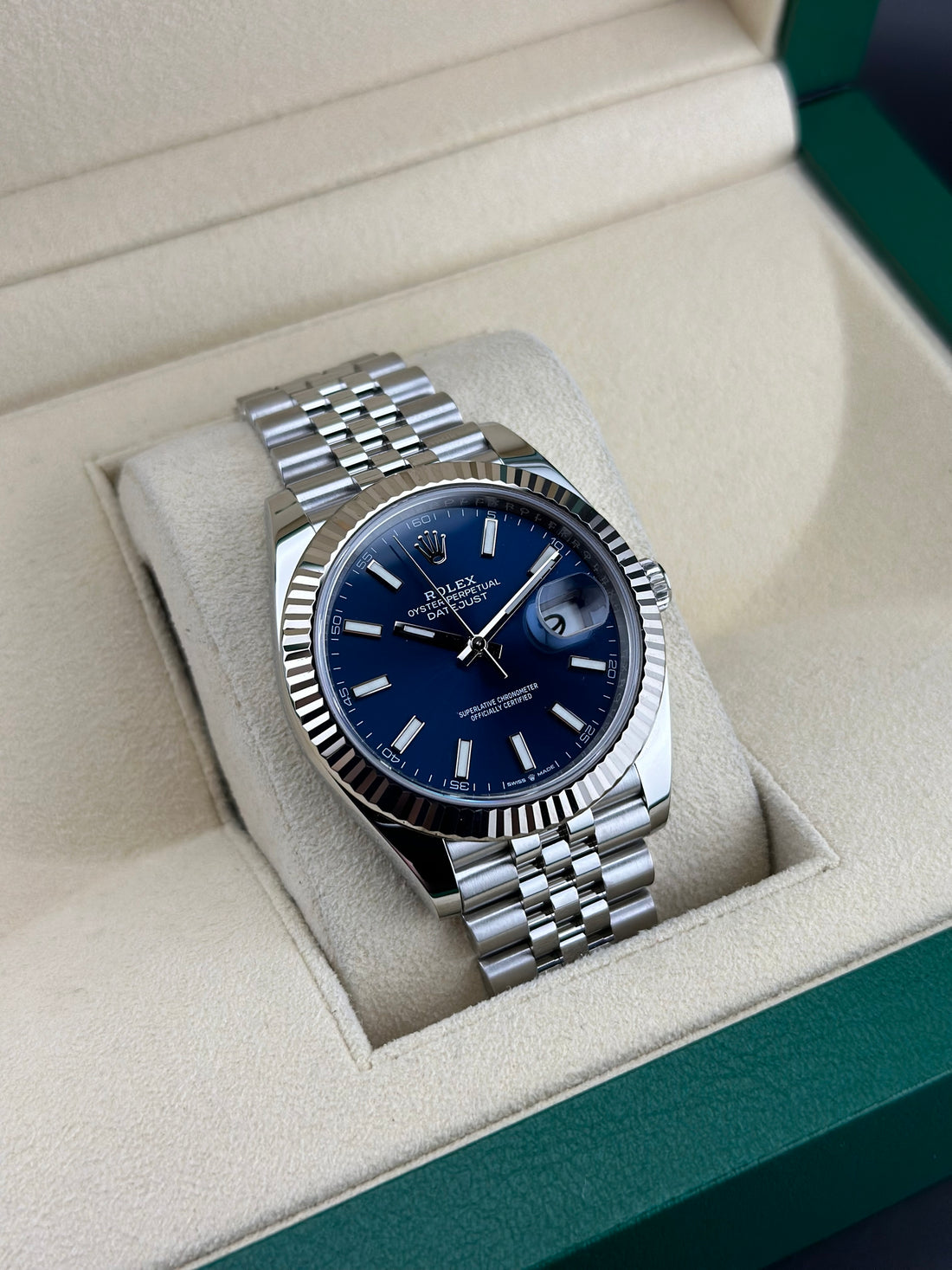 Rolex Steel Datejust 41mm Blue Fluted Jubilee 126334