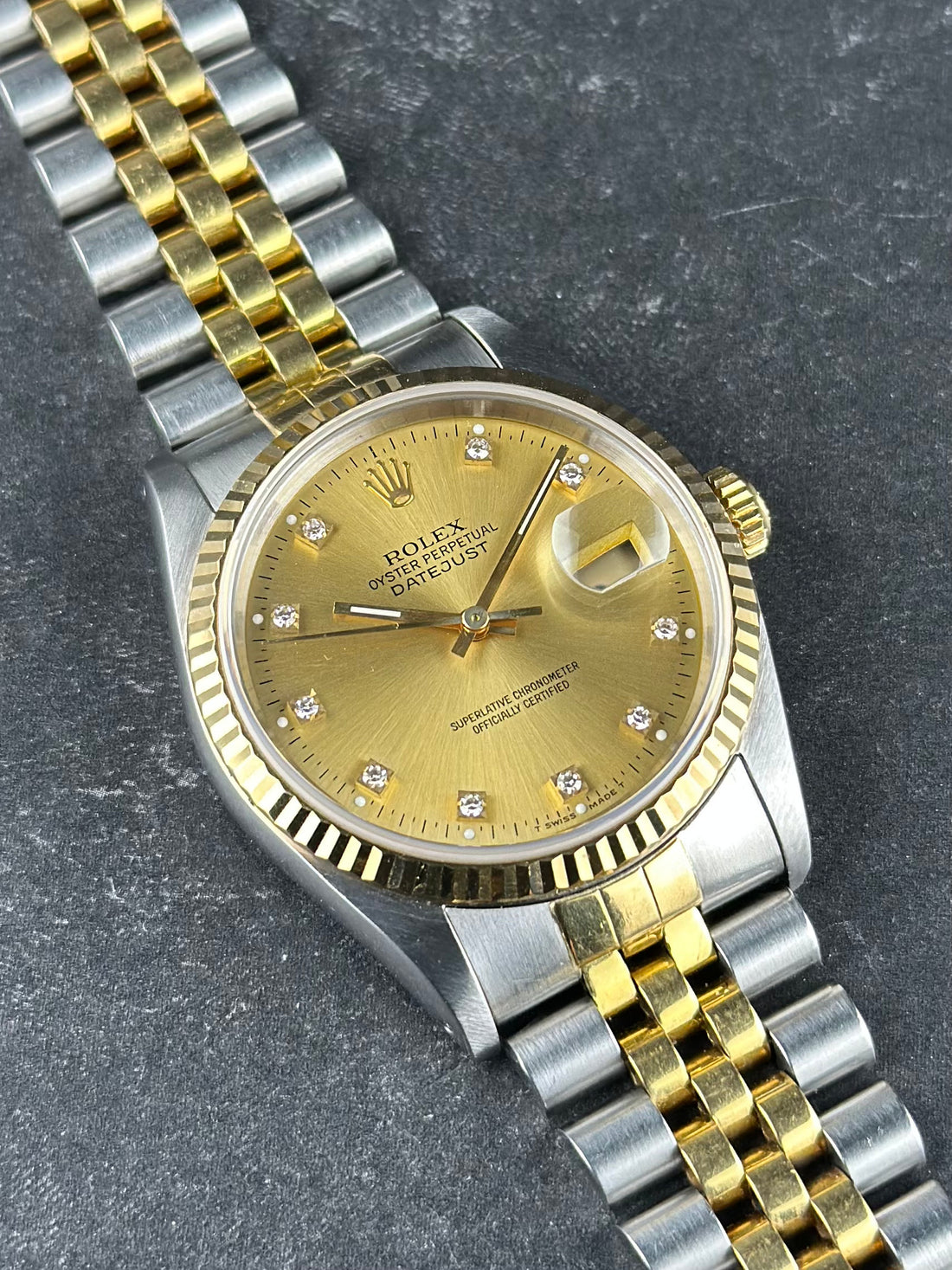 Rolex Two-Tone Yellow Gold Datejust 36mm Champagne Fluted Jubilee 16233