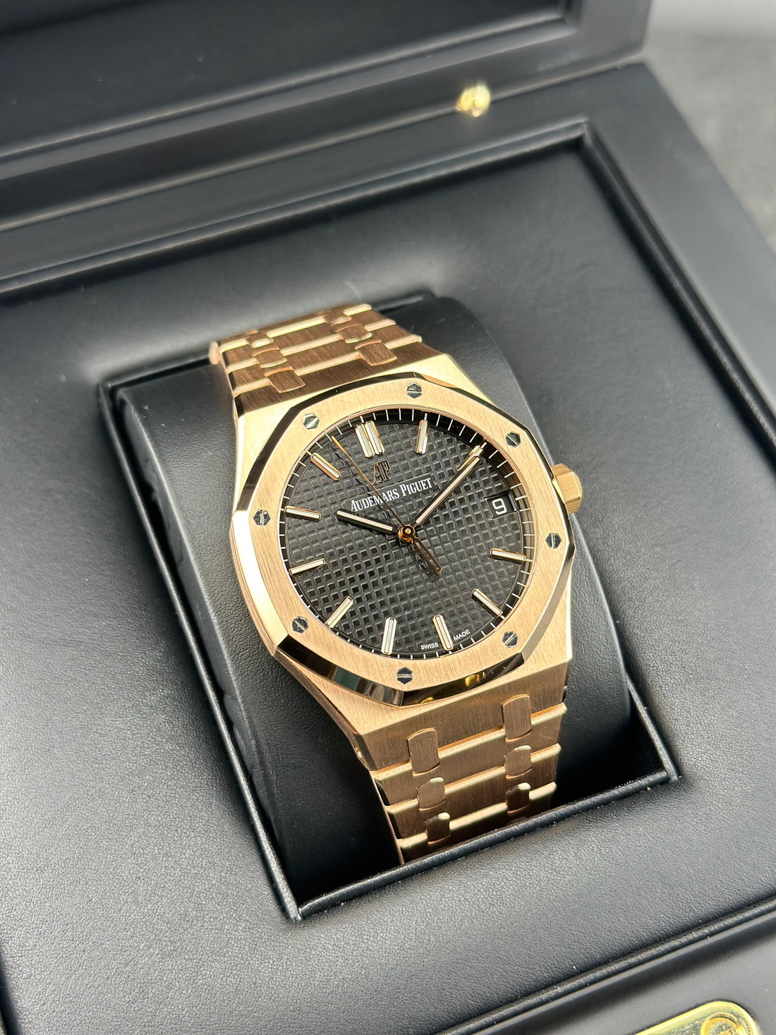 Audemars Piguet Rose Gold Royal Oak 41mm Black Rose Gold Am 18KT Rose Gold 15500 R