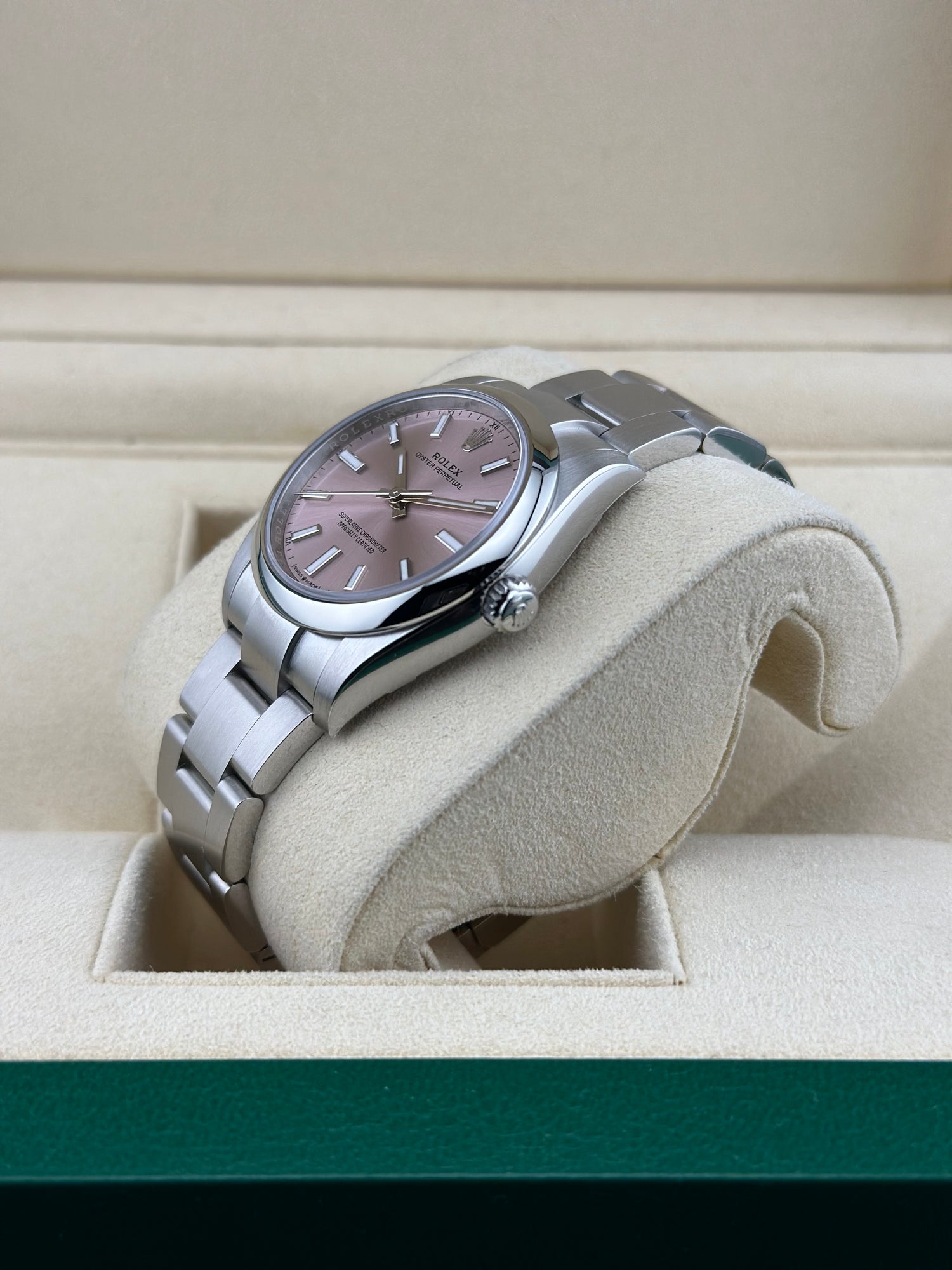 Rolex Steel Oyster Perpetual 34mm Pink Smooth Oyster 124200