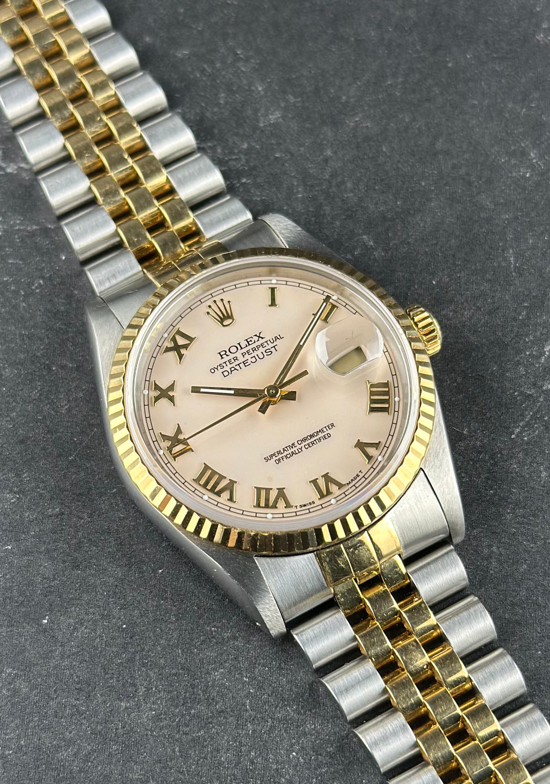 Rolex Stainless Steel Datejust 36mm Ivory Roman Fluted Jubilee 16233