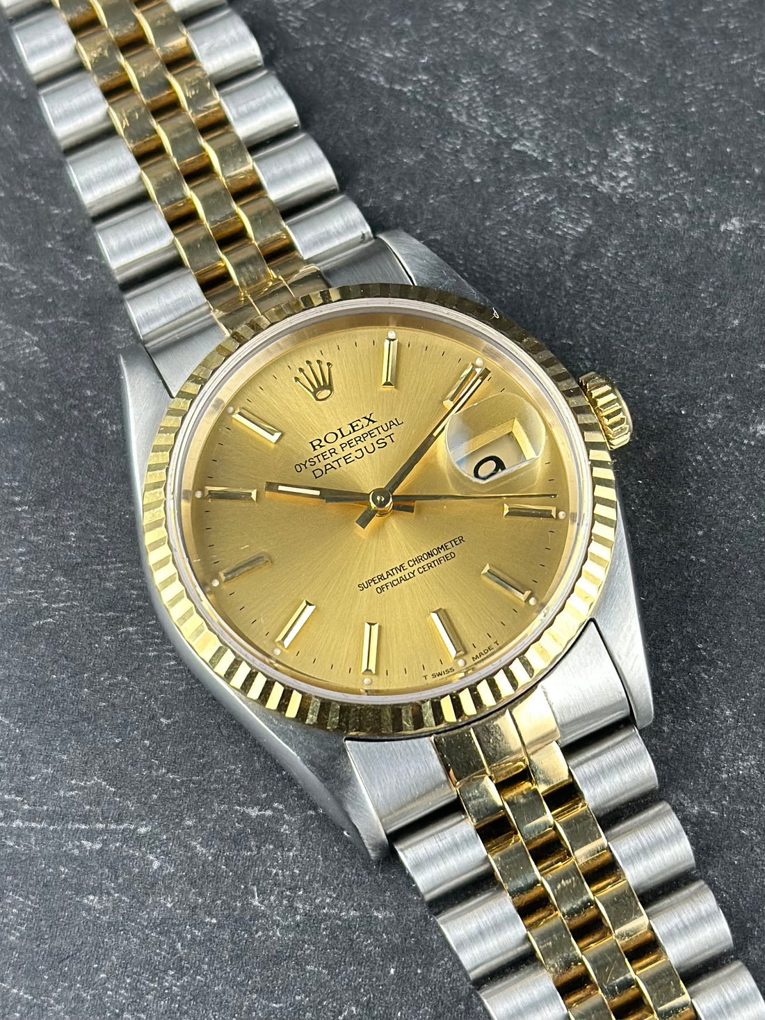 Rolex Two-Tone Yellow Gold Datejust 36mm Champagne Fluted Jubilee 16233