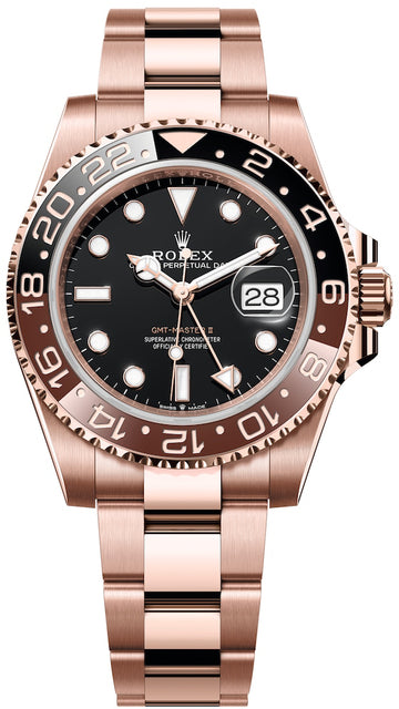 Rolex Everose GMT-Master II 40 Watch - Black And Brown Bezel - Black Dial - Oyster Bracelet - 126715CHNR bk