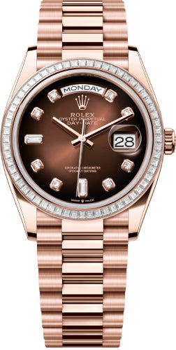 Rolex Day-Date 36 36mm Brown Ombré Diamond-Set Dial Diamond-Set Bezel President Bracelet - 128395TBR | 2024 Model